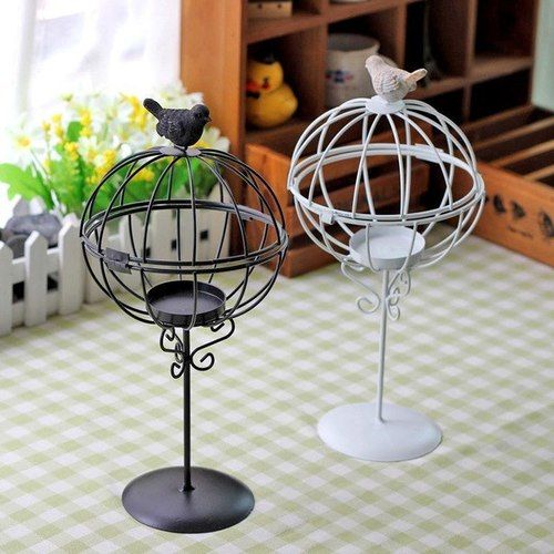 Brass Cage Bird on Top Candle Holder