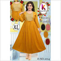 Ladies Rayon Wrinkle Long Kurtis