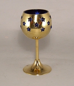 Brass Chalice Shaped Star Engraved Candle Holder