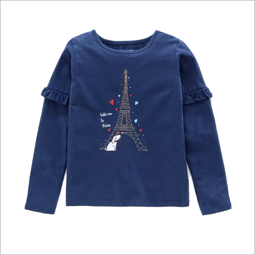 Blue Round Neck Kids Tshirt