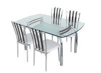 Glass Top SS Base Dining Table