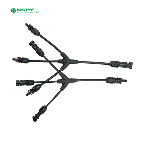 Photovoltaic Wiring Solar Panel Parallel Y Type Branch Connectors 3 In 1 Type Solar Wiring Harness - Color: Black