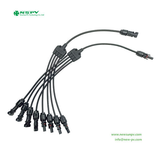 Black 4 To 1 Solar Wire Harness Solar Y Connector Parallel Branch Connector For Solar System