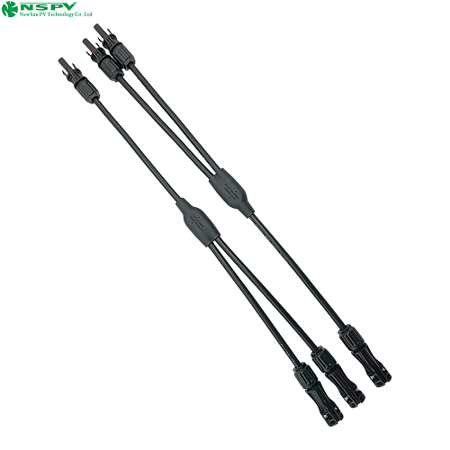 Solar Wiring Waterproof 2 To 1 Solar Panel Parallel Connectors Photovoltaic Wiring Harness - Color: Black