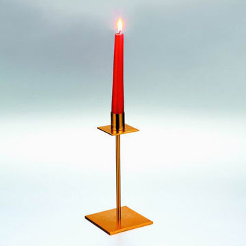 BRASS TAPER SQUARE SHAPED GOLD CANDLE HOLDER