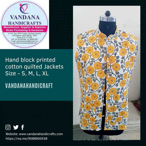 Multicolor Handblock Printed Cotton Quilted Jackets