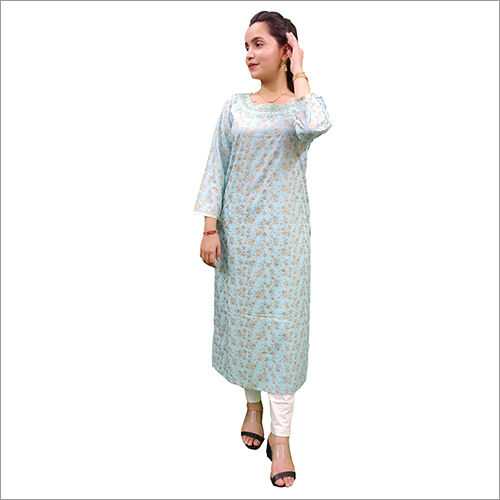 Rayon Cotton Foil Printed Kurti