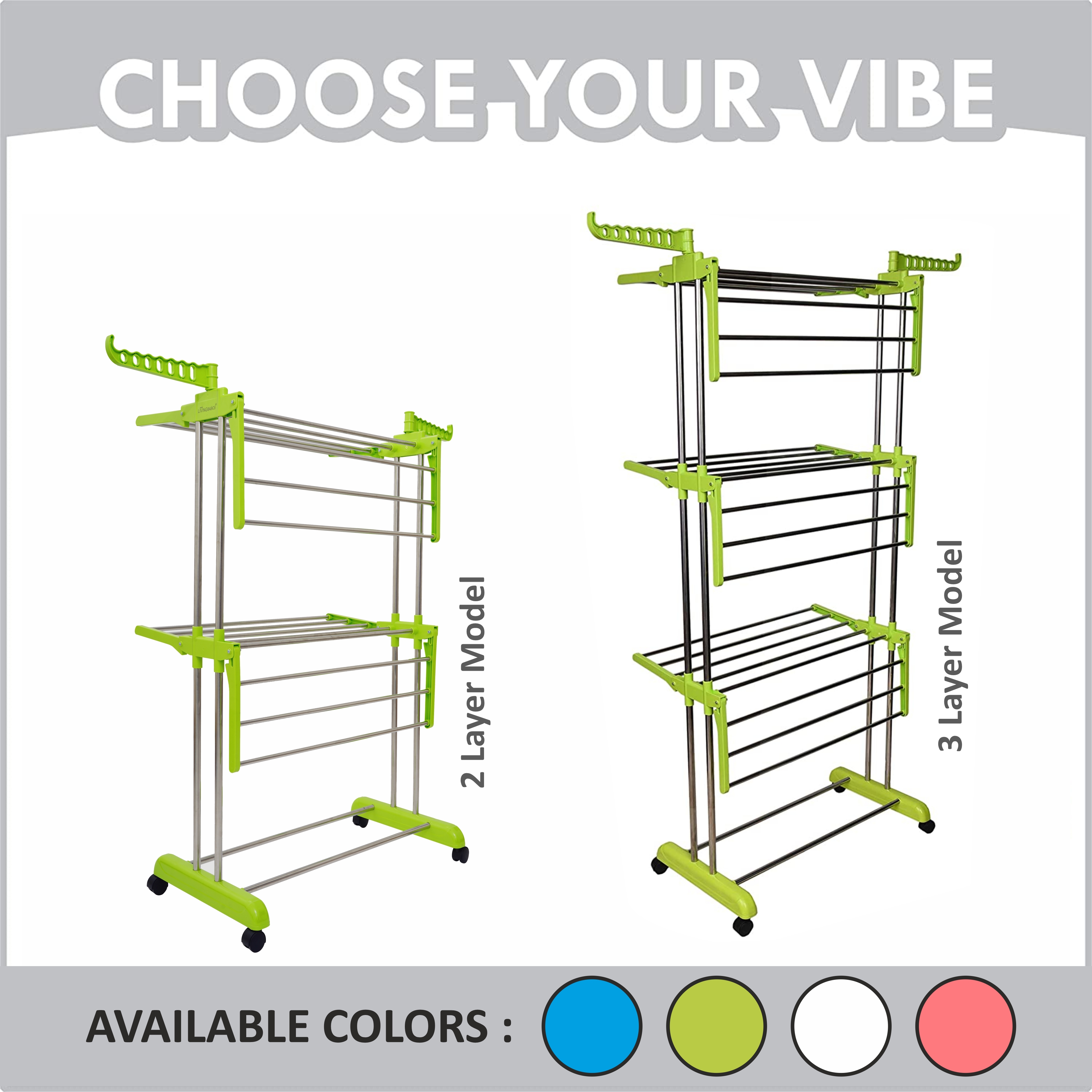 SS Floor Clothes Drying Rack (2 Tier)