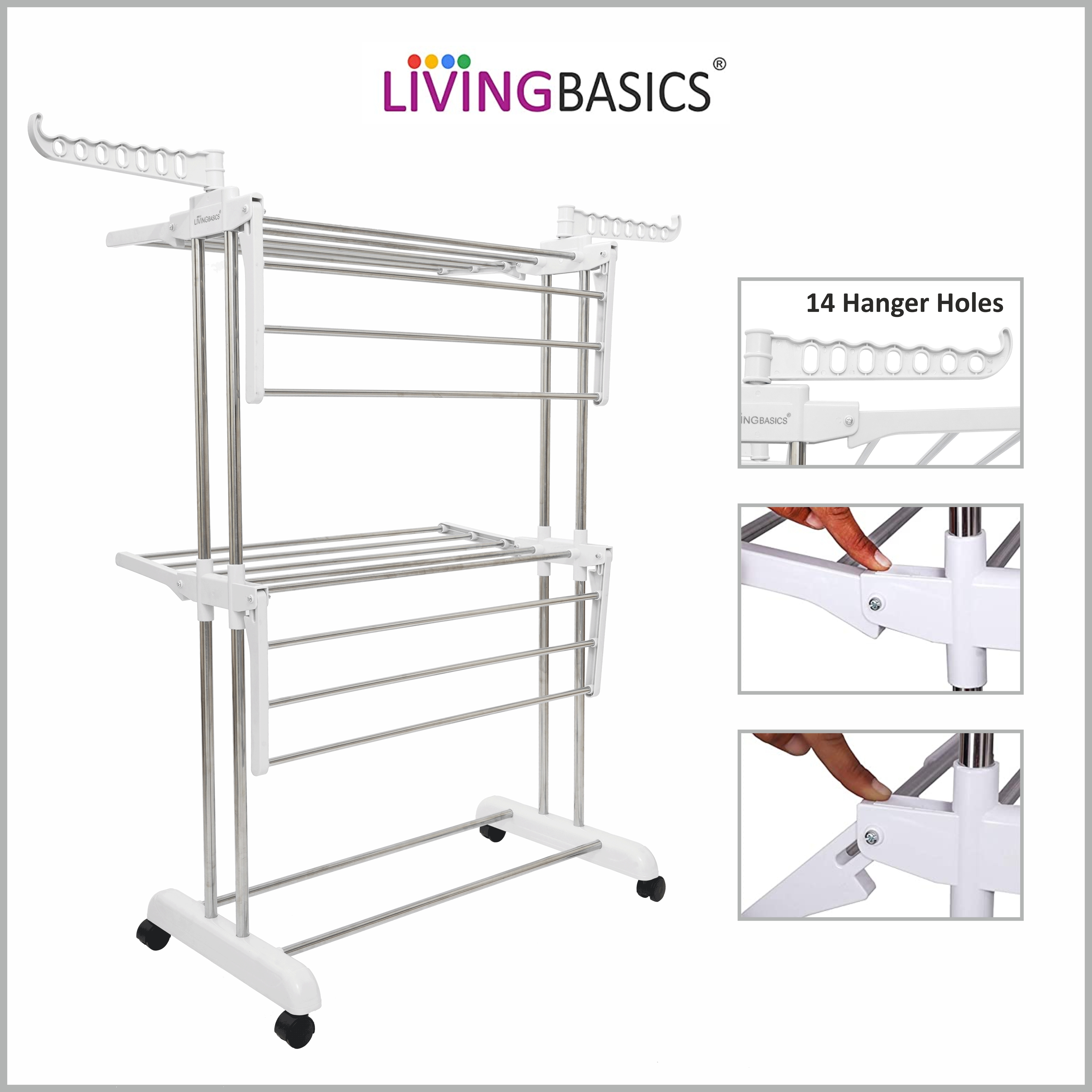 Floor Stainless Steel Cloth Drying Stand (2Layer)