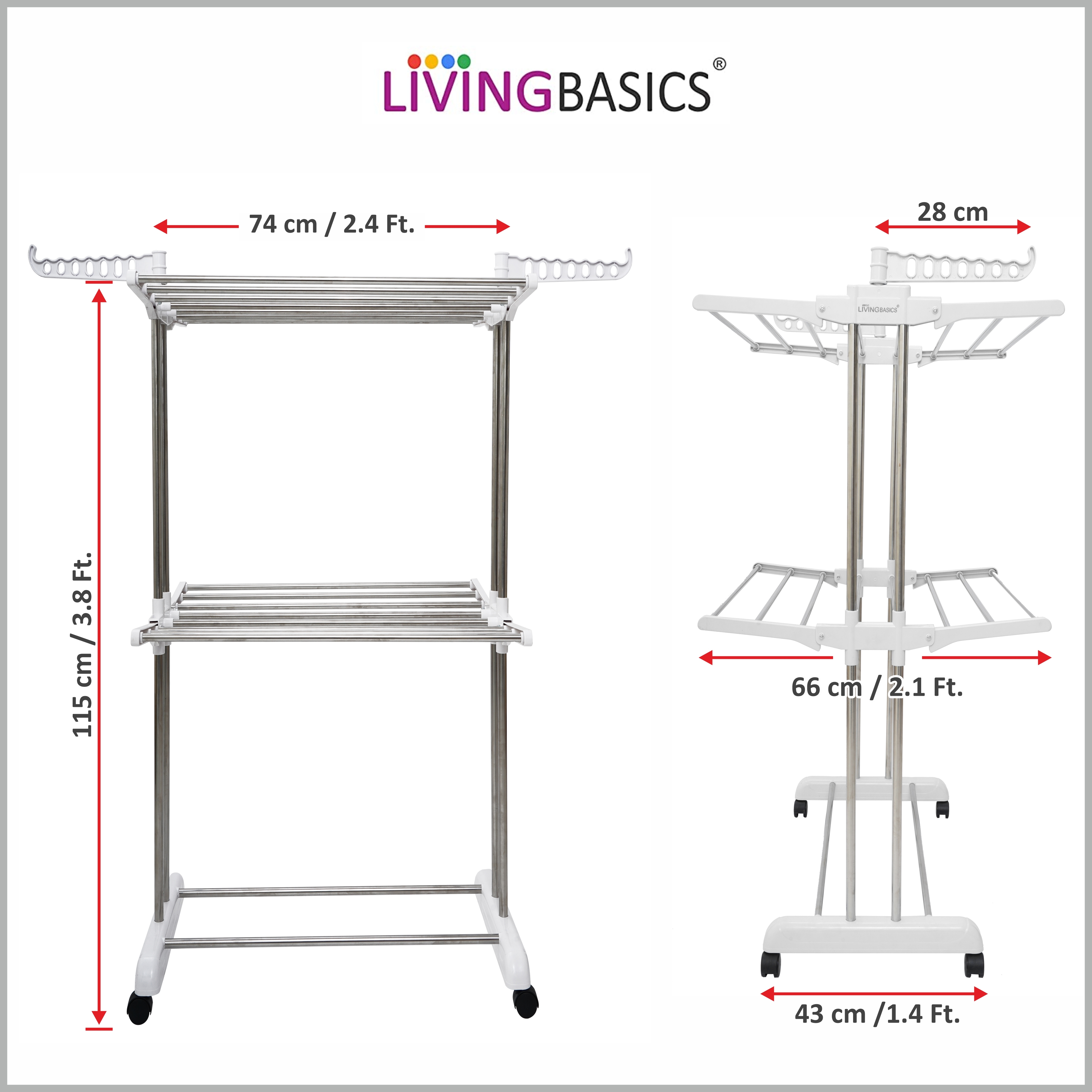 Floor Stainless Steel Cloth Drying Stand (2Layer)
