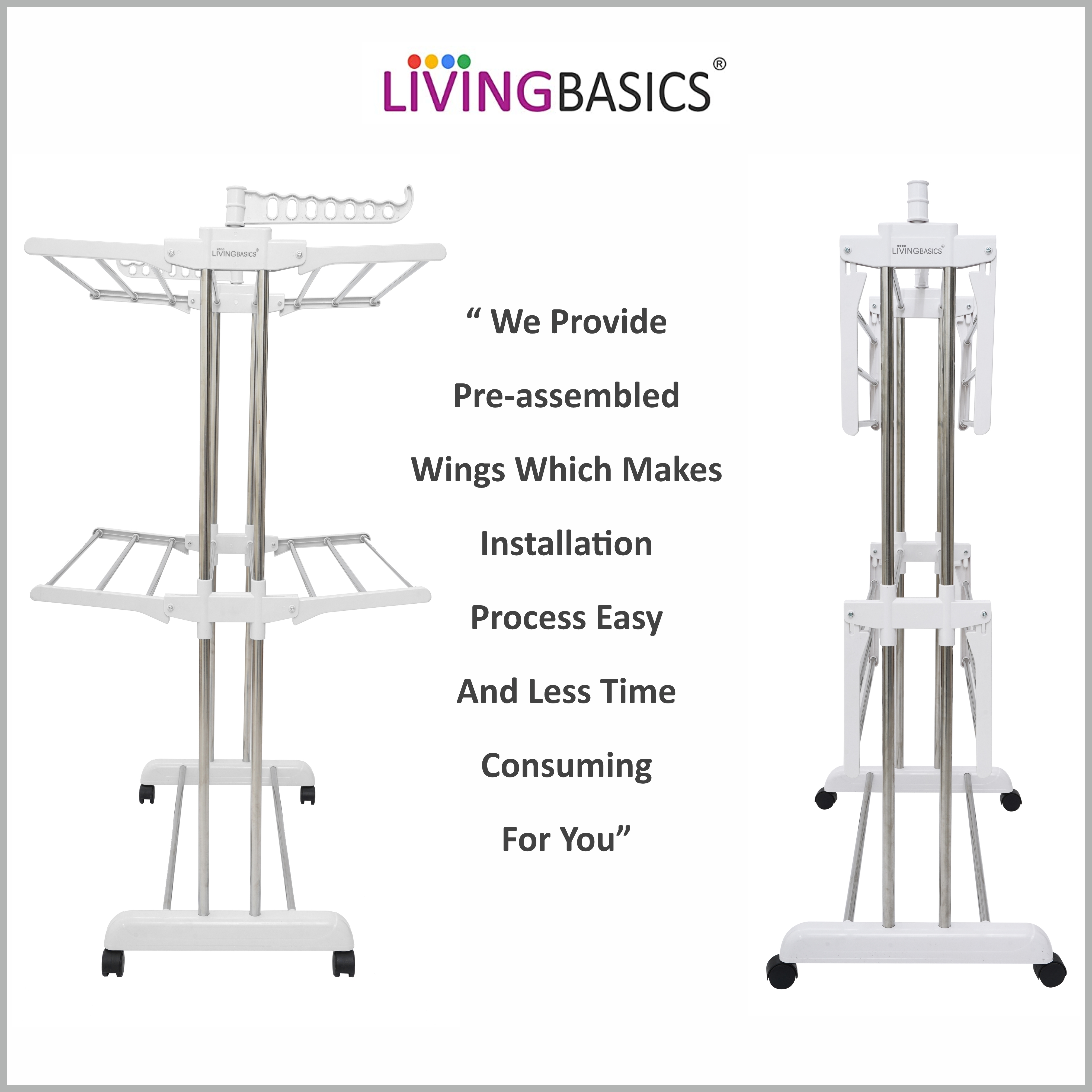 Floor Stainless Steel Cloth Drying Stand (2Layer)
