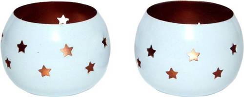 Brass White Candle Holder With Star Engraved