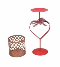 Brass Basket And Heart Candle Holder