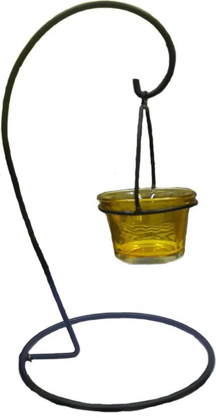 Brass Bent Black Tea Light Candle Holder