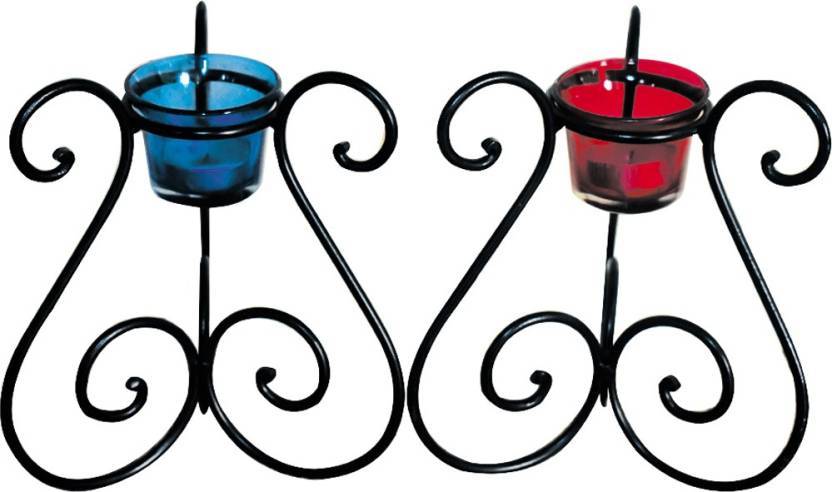 Brass Bent Black Tea Light Candle Holder