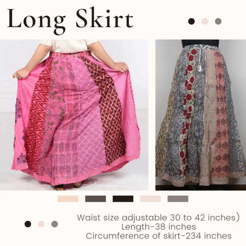 Multi Color Handblock Printed Cotton Skirts