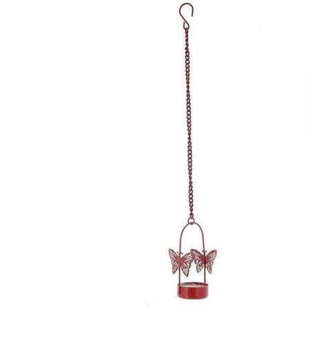 Brass Hanging Tea Light Red Candle Holder