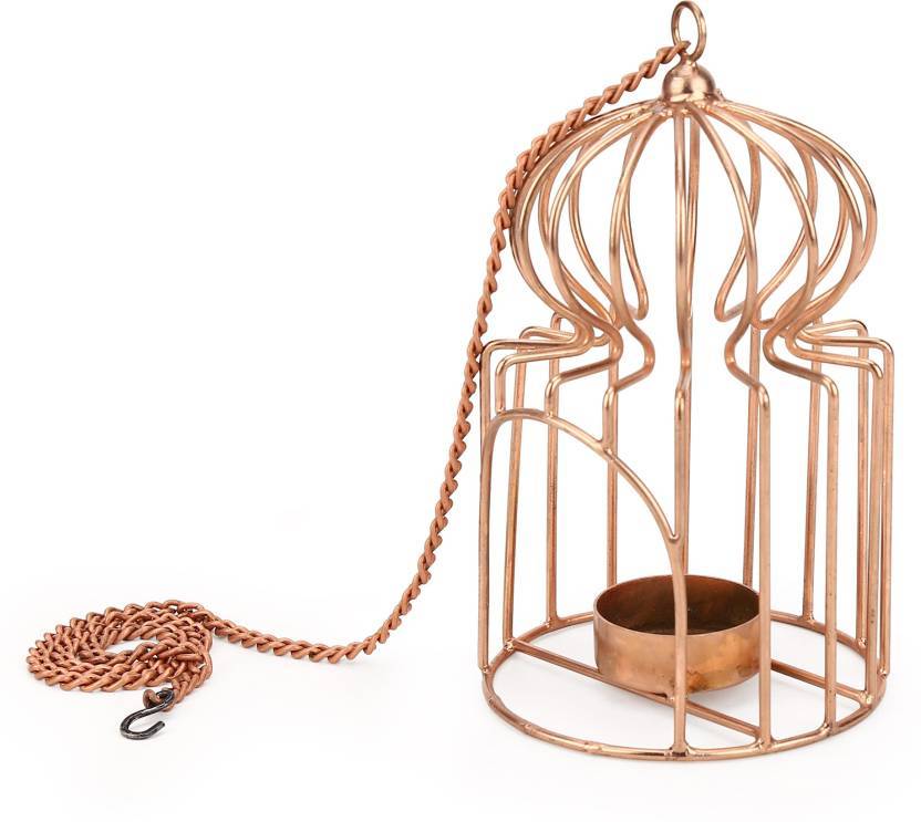 Brass Hanging Tea Light Red Candle Holder