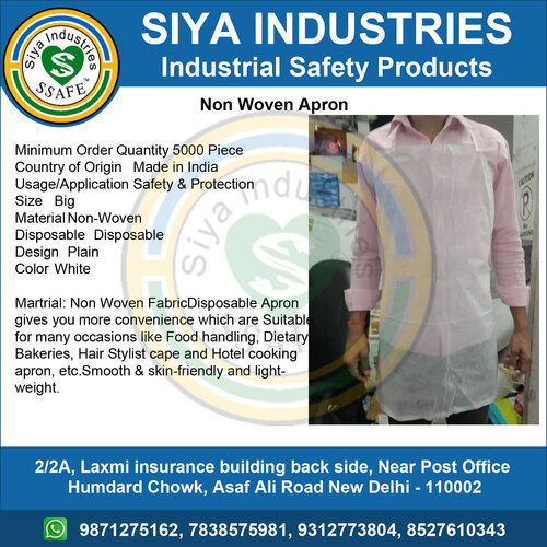 Non Woven Fabric Disposable Apron - Large Size, White Color | Lightweight, Smooth & Skin-Friendly for Food Handling, Bakeries & Hair Styling