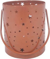Brass Bucket Satr And Dotted Engraved Candle Holder