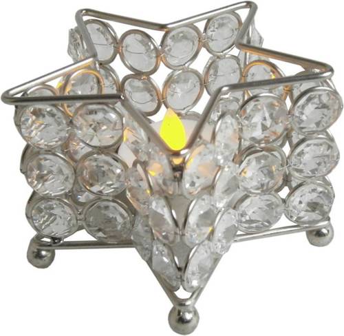 Brass Bright Crystal and Diamond Candle Holder