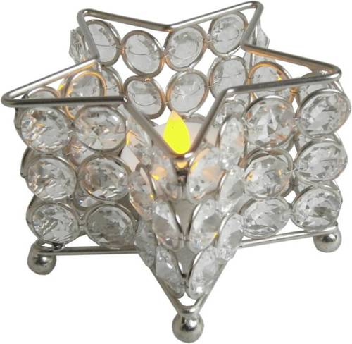 Brass Bright Crystal And Diamond Candle Holder