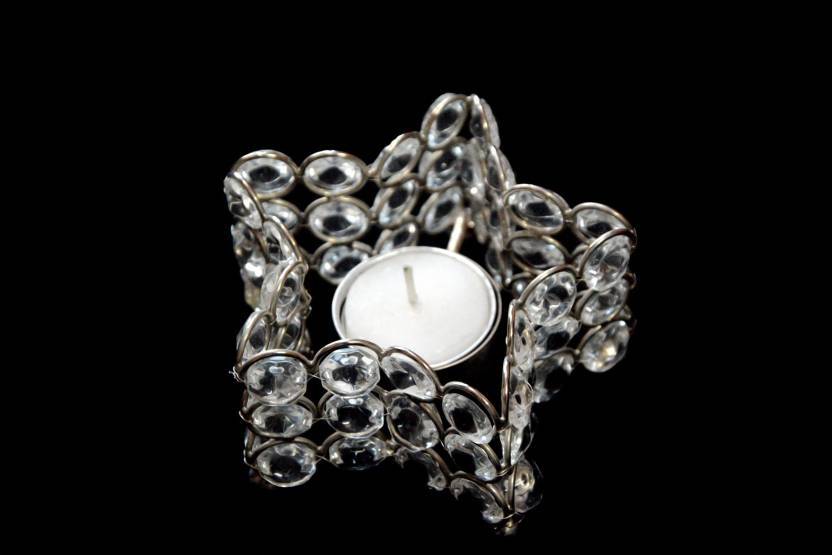 Brass Hanging Diamond and Crystal Candle Holder