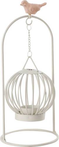 Brass Birds and Cage White Candle Holder By BRASSWORLD INDIA