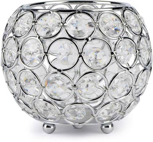 Crystal and Glass Beads Engraved Candle Holder By BRASSWORLD INDIA