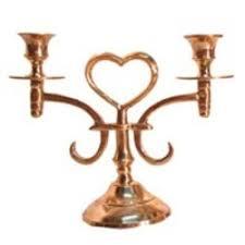 Brass Two Arm Candle Holder and in Middle Heart