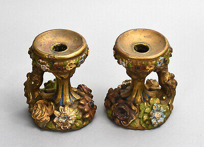 Brass Small Florished Colourful Candle Holder