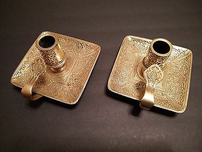 Brass Tapere Candle Holer With Finger Grip