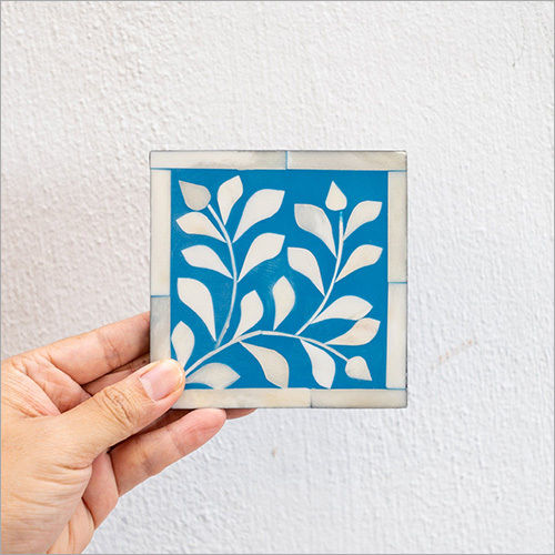 Multi Color Azure Blue Bone Inlay Coaster