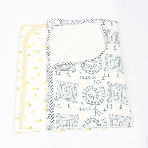 Cotton Hand Block Printed Mashine Baby Quilts
