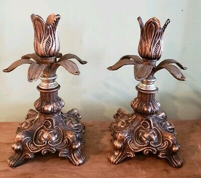Brass Tulip Candle Holder Set of Two