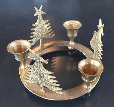 Brass High Quality Three Way On Circular Candle Holder