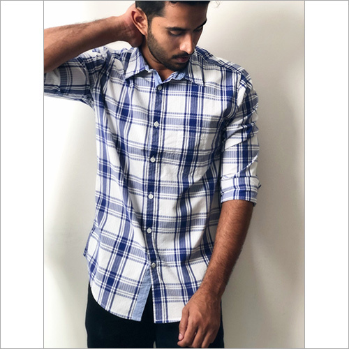 Cotton Blue Checks Shirt