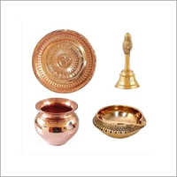Copper Pooja Thali Set - Corrosion Resistant Copper Material, Indian Religious Style | Elegant Design For Spiritual Ceremonies
