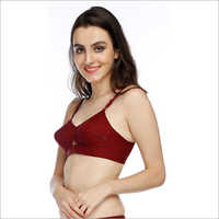 Girls Molded Seamless Bra - Cotton Blend, All Sizes | Maroon Color, Plain Pattern