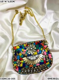 Handcrafted Mosaic Metal Clutch Bag