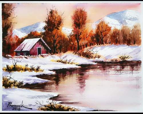 WATER COLOUR LANDSCAP PAINTING