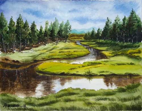 WATER COLOUR LANDSCAP PAINTING