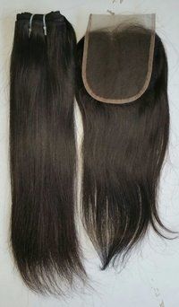 Indian Natural Straight Hair and swiss lace transparent closure 4x4