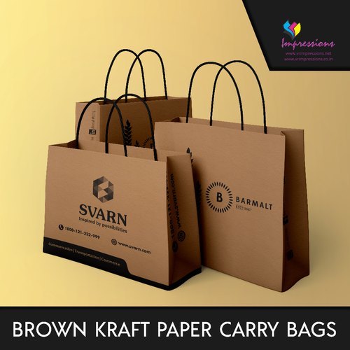 Brown Kraft Paper Carry Bags By IMPRESSIONS