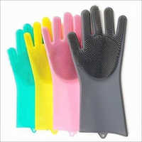 Silicon Silicone Dishwashing Gloves - Latex Material, Multicolor, Cleanroom Glove Type | Washable, Stretchable, Modern Design, Full Palm Coverage
