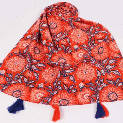 Hand Block Printed Cotton Mul Stoles