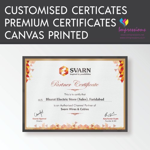 Canvas Printed Certificates with Framing By IMPRESSIONS