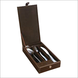 24 Pcs Cutlery Set In Leather Box With Partition