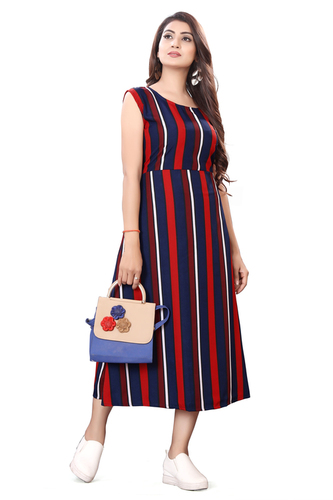 Ladies Multicolor Sleeveless Floral Dress