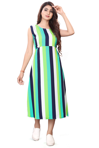 Ladies Multicolor Sleeveless Floral Dress